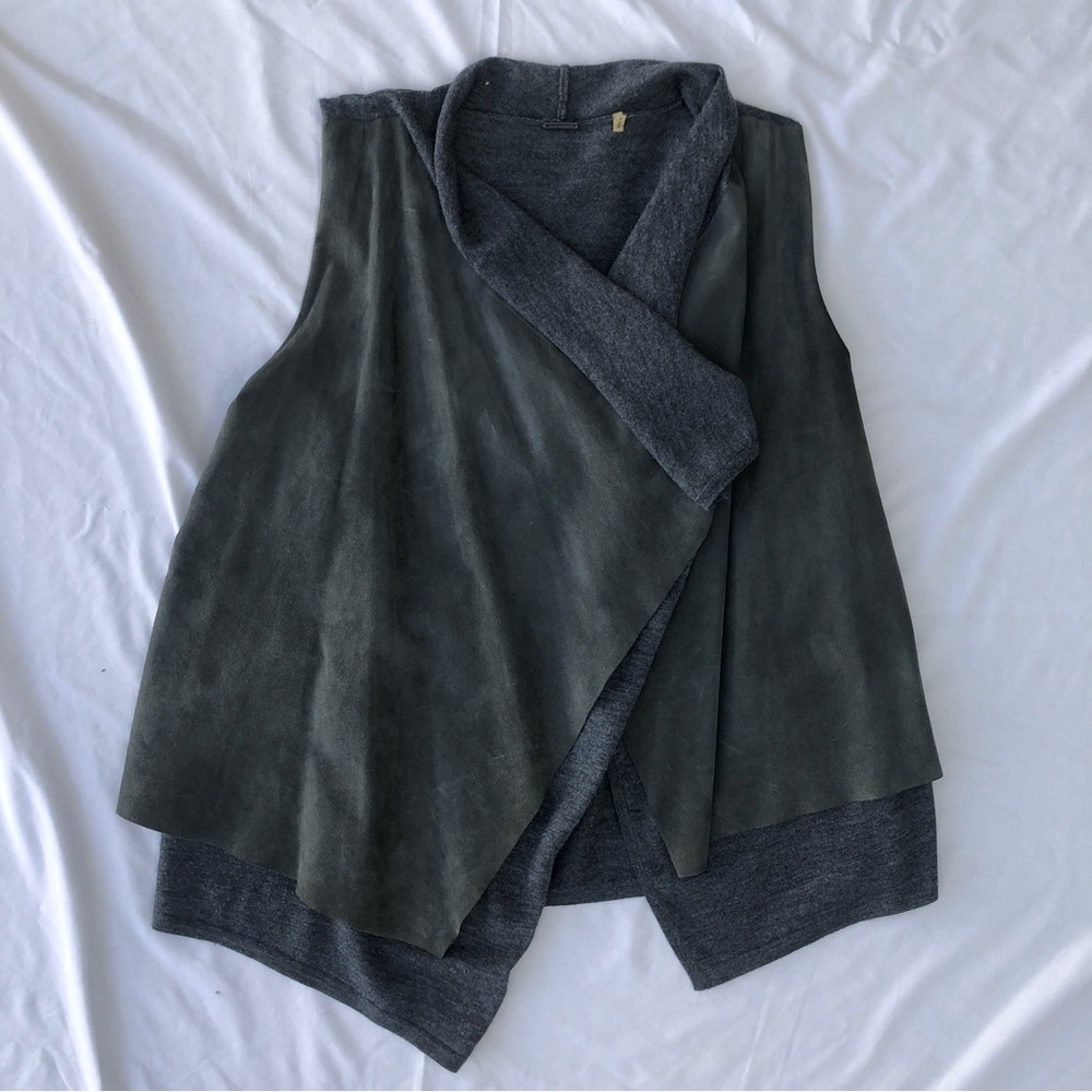 Elie Tahari lamb suede/wool vest